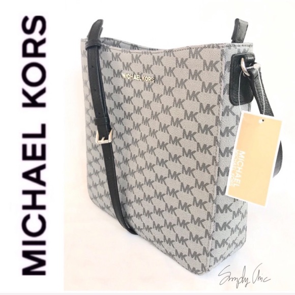 Michael Kors Handbags - NWT authentic MK monogram messenger black silver